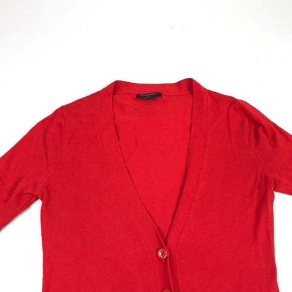 Banana Republic Womens Cardigan Red Button Sweater Short Sleeve Size PS Petites - Picture 3 of 11